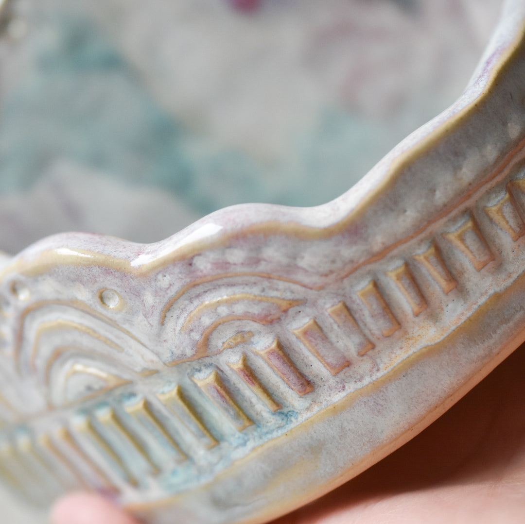 Bowl with flat back, carved